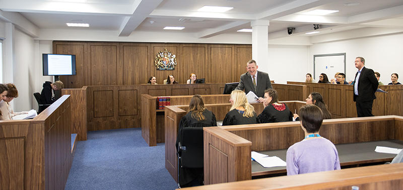 Law students study in The 91's own Court Room